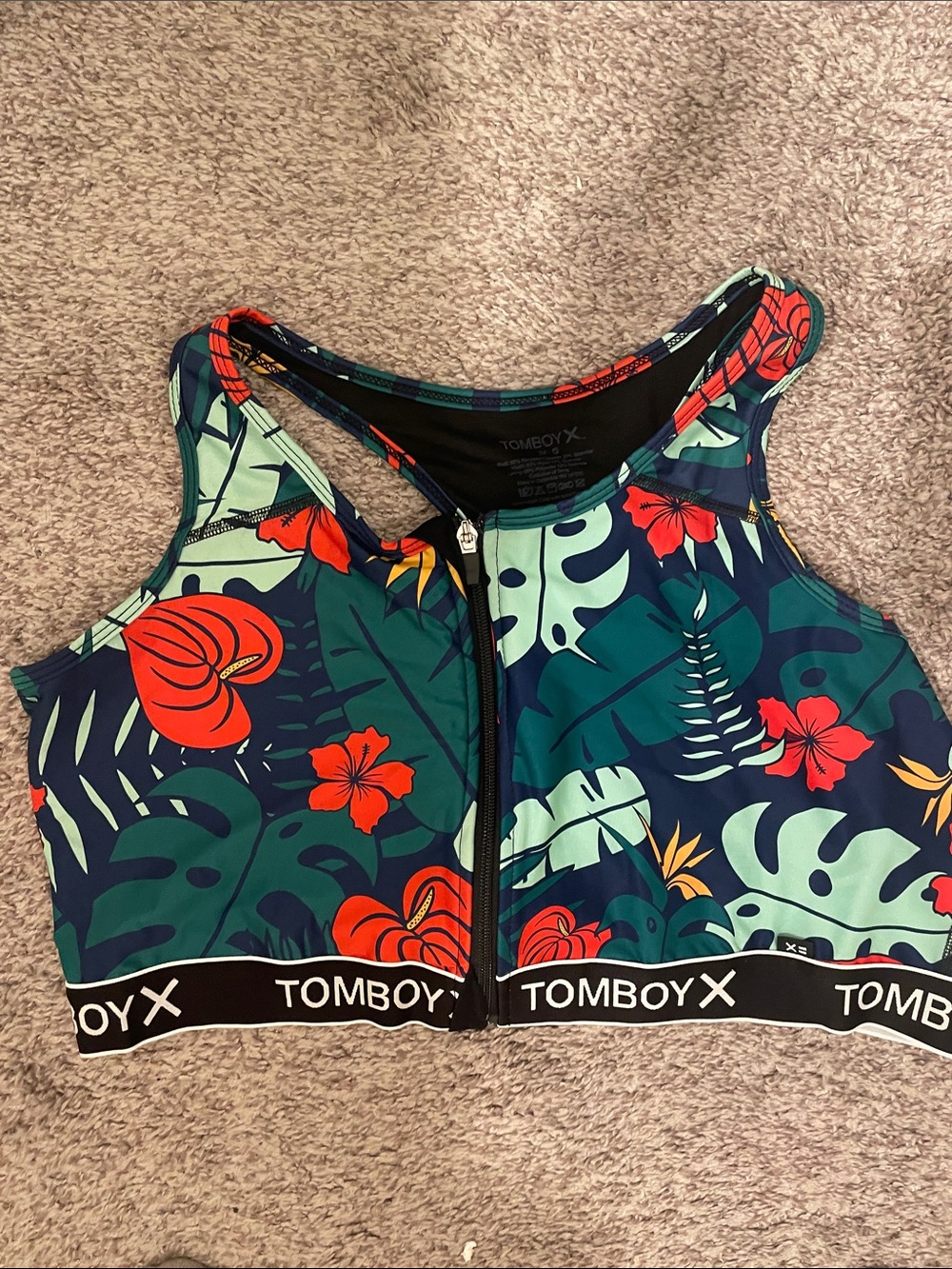 TomboyX Tropical Front-Zip Swim top bikini size 3x
